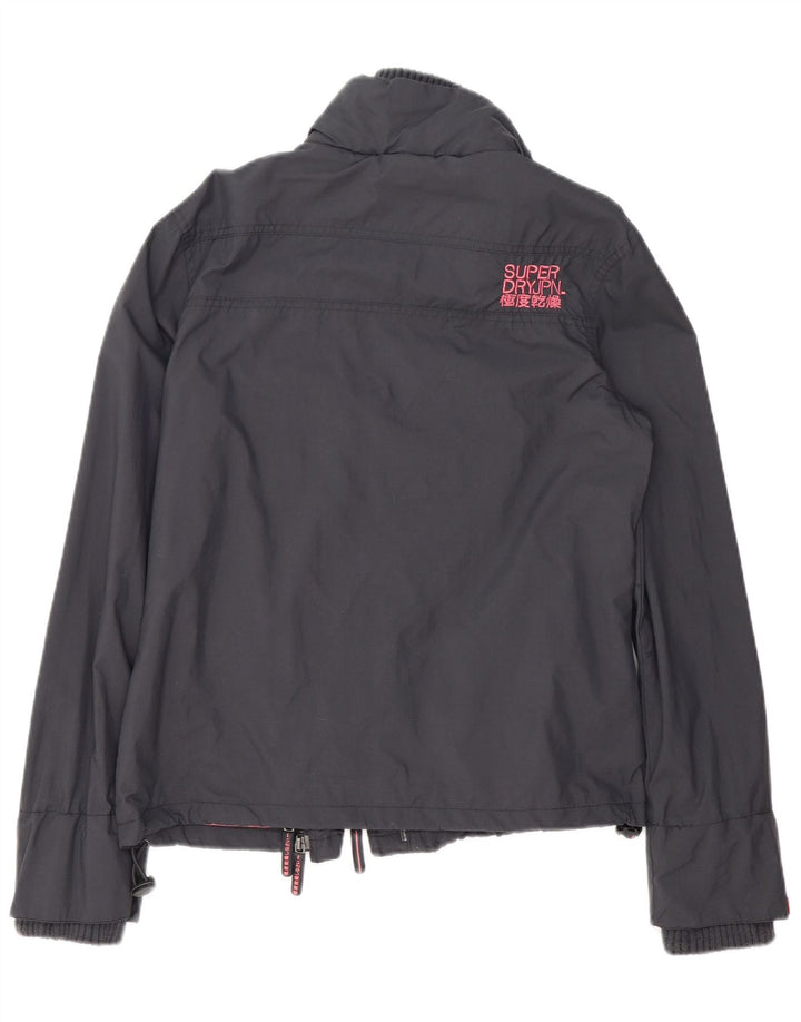 SUPERDRY Grafisk regnjakke til kvinder UK 16 Stor grå polyester