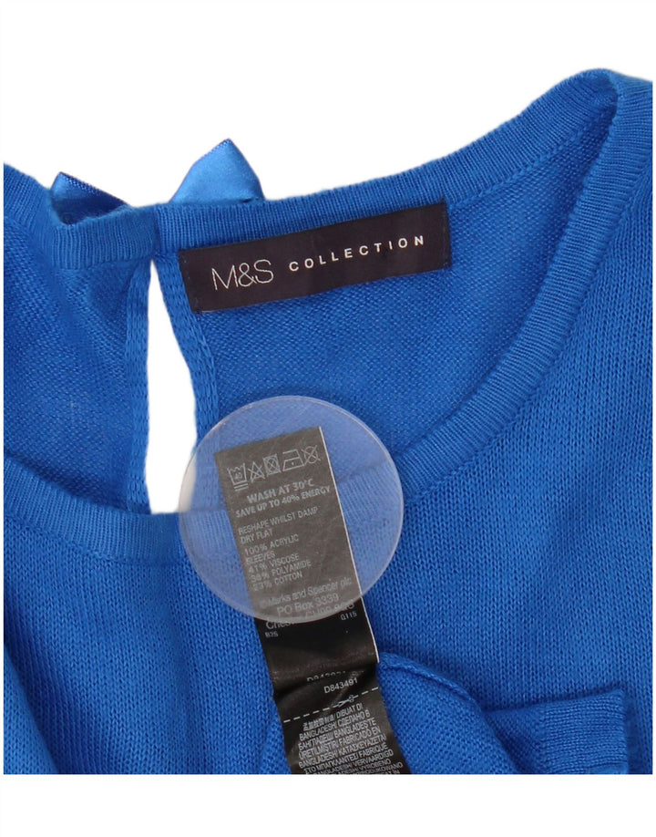 Marks & Spencer Dame Boat Neck Jumper Sweater UK 12 Medium Blue