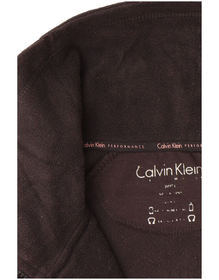 CALVIN KLEIN JEANS Grafisk fleecejakke til kvinder UK 12 Medium Grå