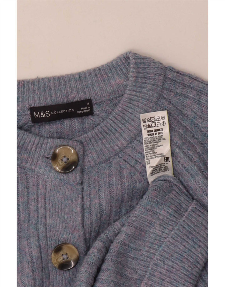 Marks & Spencer Dame Cardigan Sweater UK 14 Medium Blue Acryl