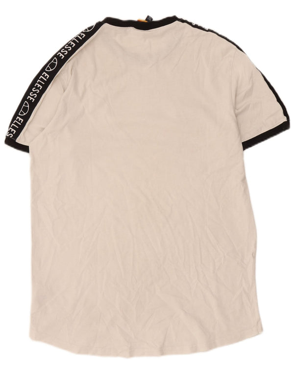 Ellesse Herre Grafisk T-Shirt Top Stor Off White Colourblock Bomuld