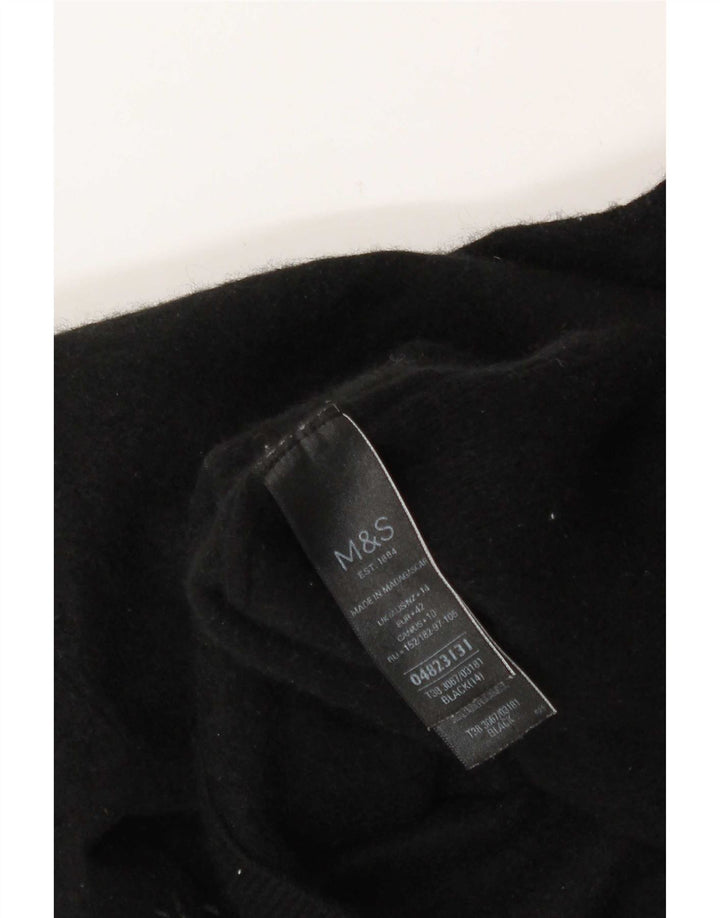 Marks & Spencer Dame Rullehals Sweater UK 14 Stor Sort Cashmere