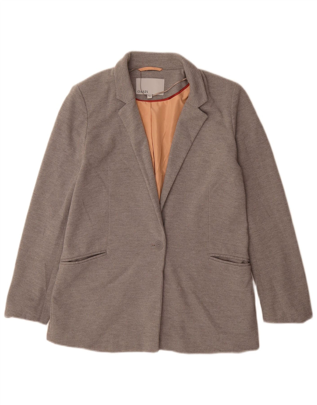 Oasis Dame Loose Fit 1 Knap Blazer Jacket UK 10 Small Grey Polyester