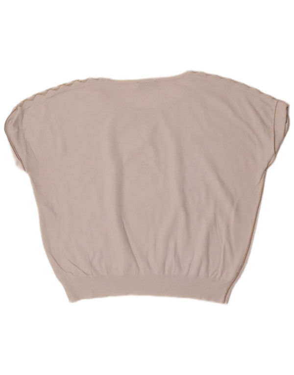 MINT FLØJEL Dame Kortærmet Boat Neck Jumper Sweater UK 16 Large White
