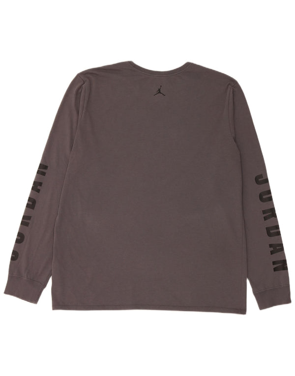 Jordan Herre Dri Fit Grafisk Top Langærmet XL Grå Bomuld