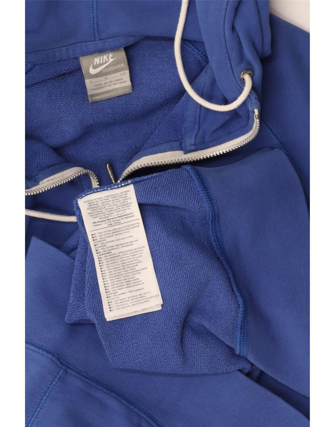 NIKE Mens Zip Hoodie Sweater Small Blue Cotton