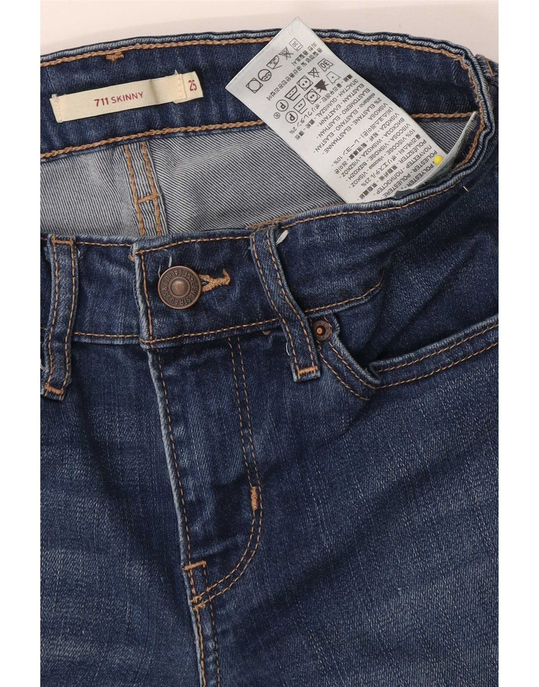 Levi's Womens 711 Skinny Jeans W25 L26 blå polyester