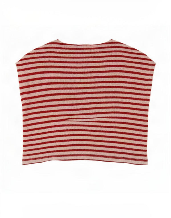 Zara Womens Crop Boat Neck Jumper Sweater UK 16 Large Rødstribet