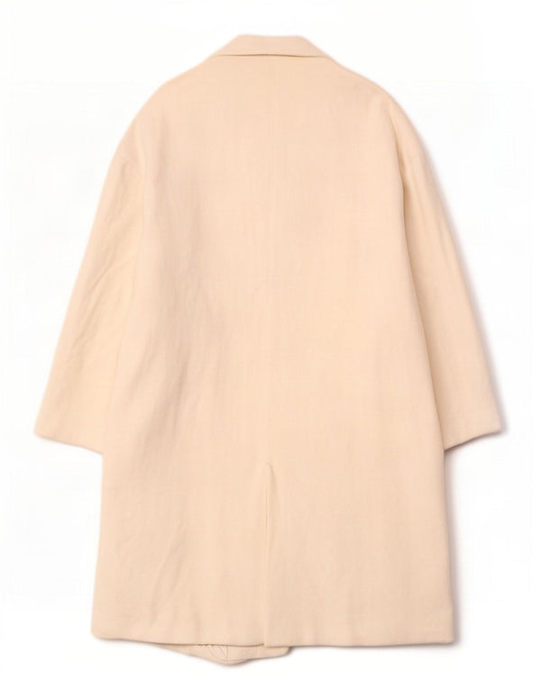 Zara Dame Dobbeltradet Frakke UK 18 XL Off White Sildebensbomuld