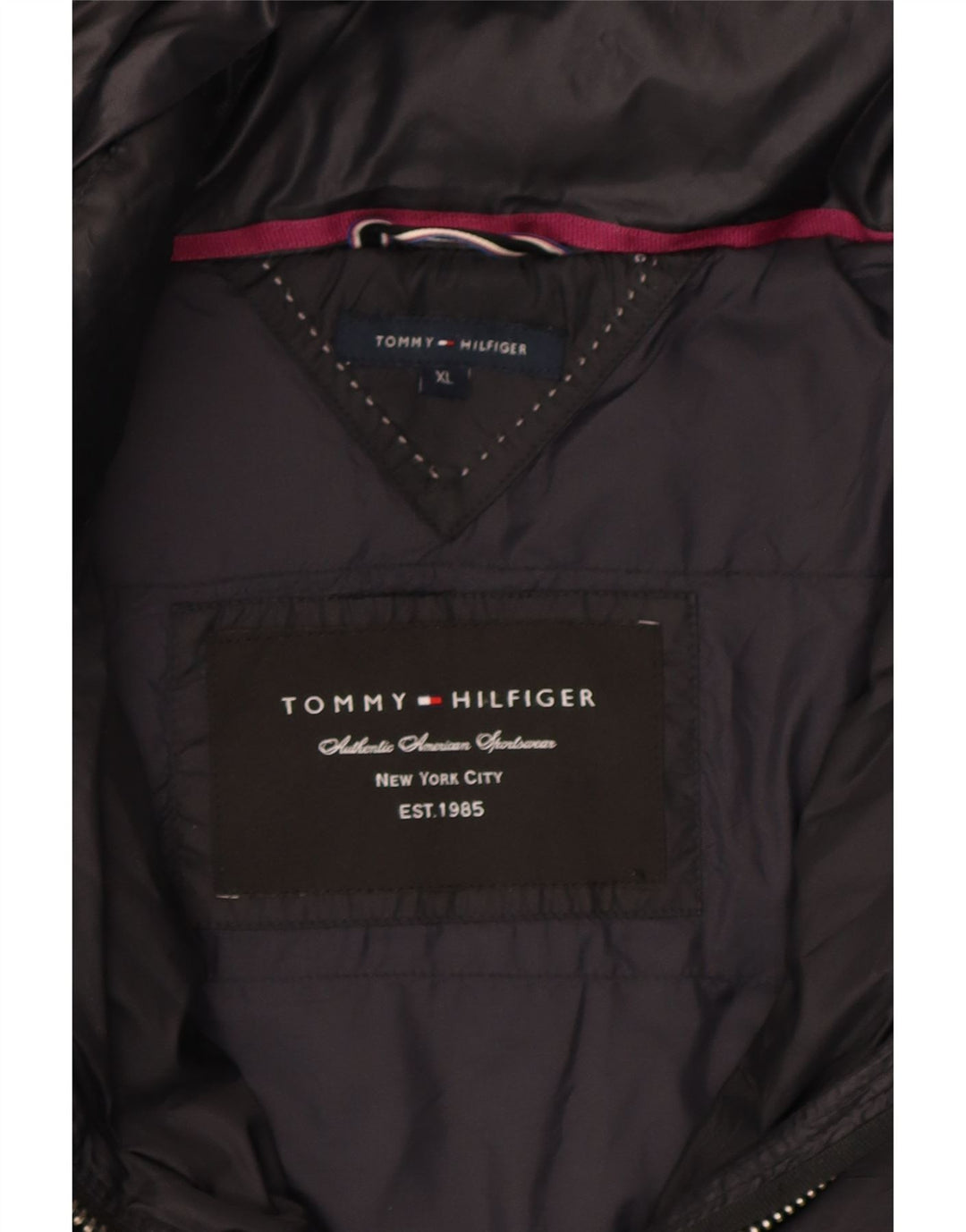 TOMMY HILFIGER Womens Hooded Padded Coat UK 18 XL Black Polyester