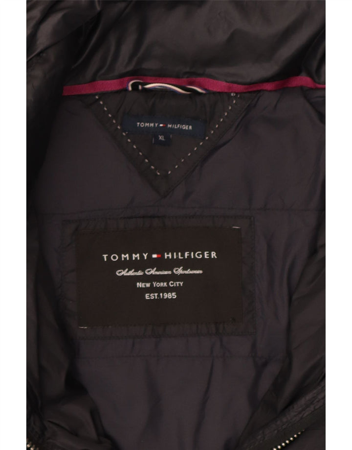 TOMMY HILFIGER Womens Hooded Padded Coat UK 18 XL Black Polyester