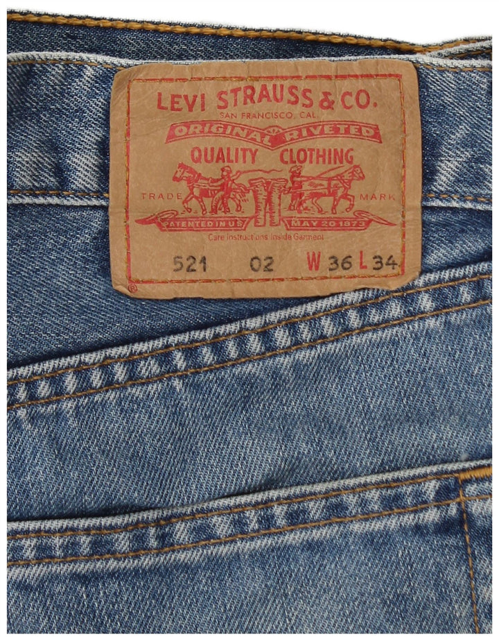 LEVI'S Herre 521 Højtaljede tilspidsede jeans W36 L30 Blå Bomuld