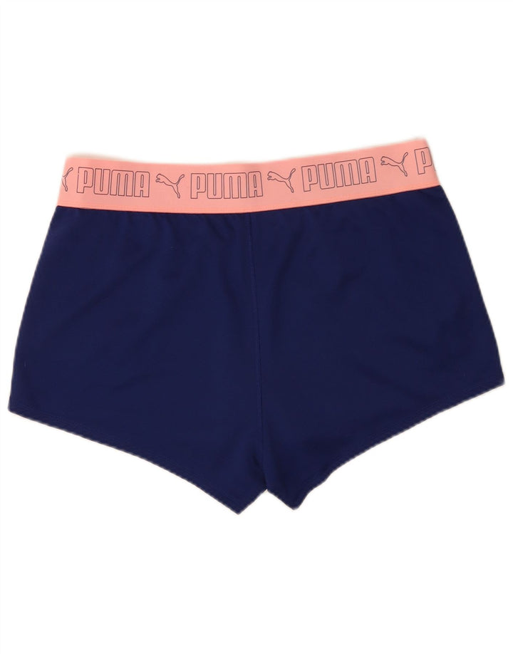 Puma grafiske sportsshorts til kvinder store blå farveblok polyester