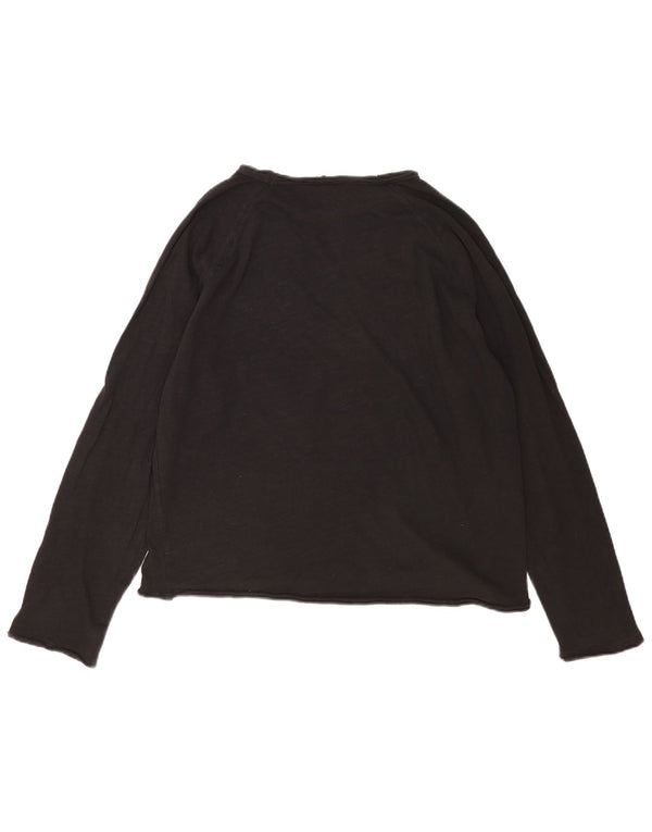 Zara Dame Oversized Top Langærmet UK 14 Medium Sort Bomuld