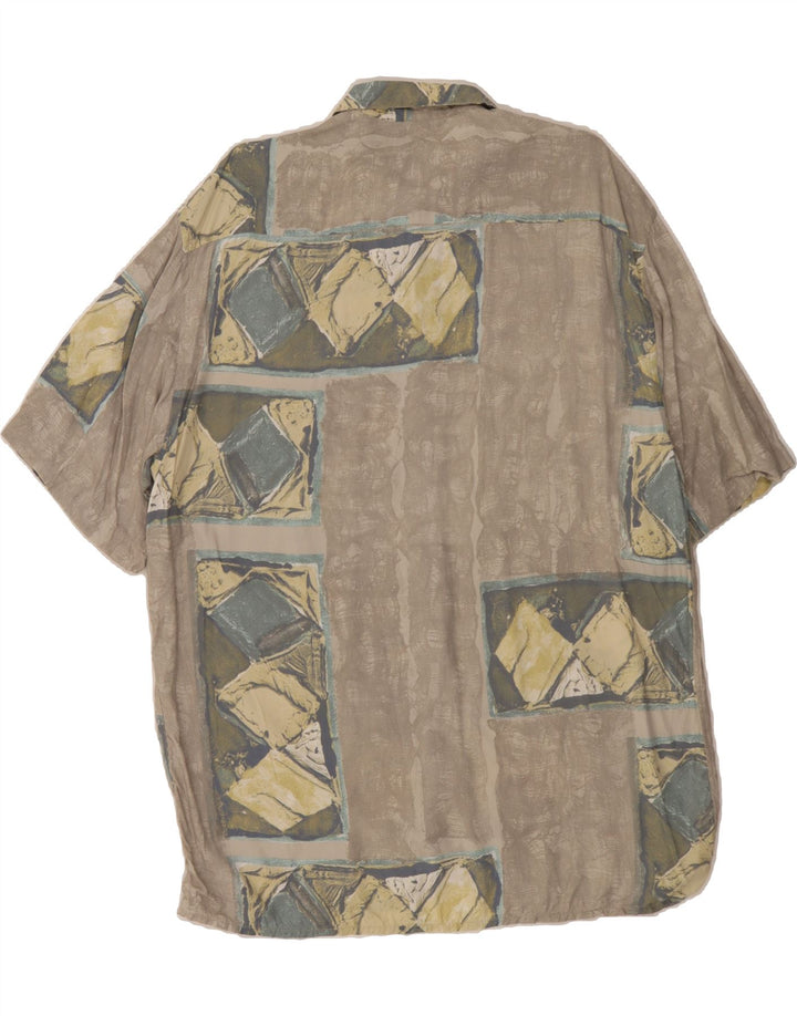 VINTAGE Mens Short Sleeve Shirt Large Grey Argyle/Diamond Vintage Vintage and Second-Hand Vintage from Messina Hembry 