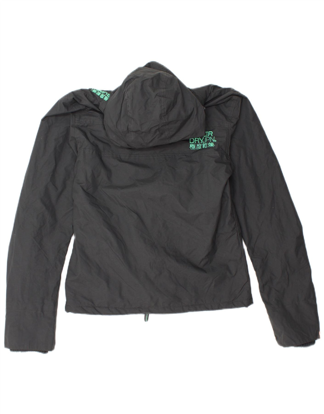Superdry Dame grafisk hætte vindjakke UK 10 Lille grå nylon