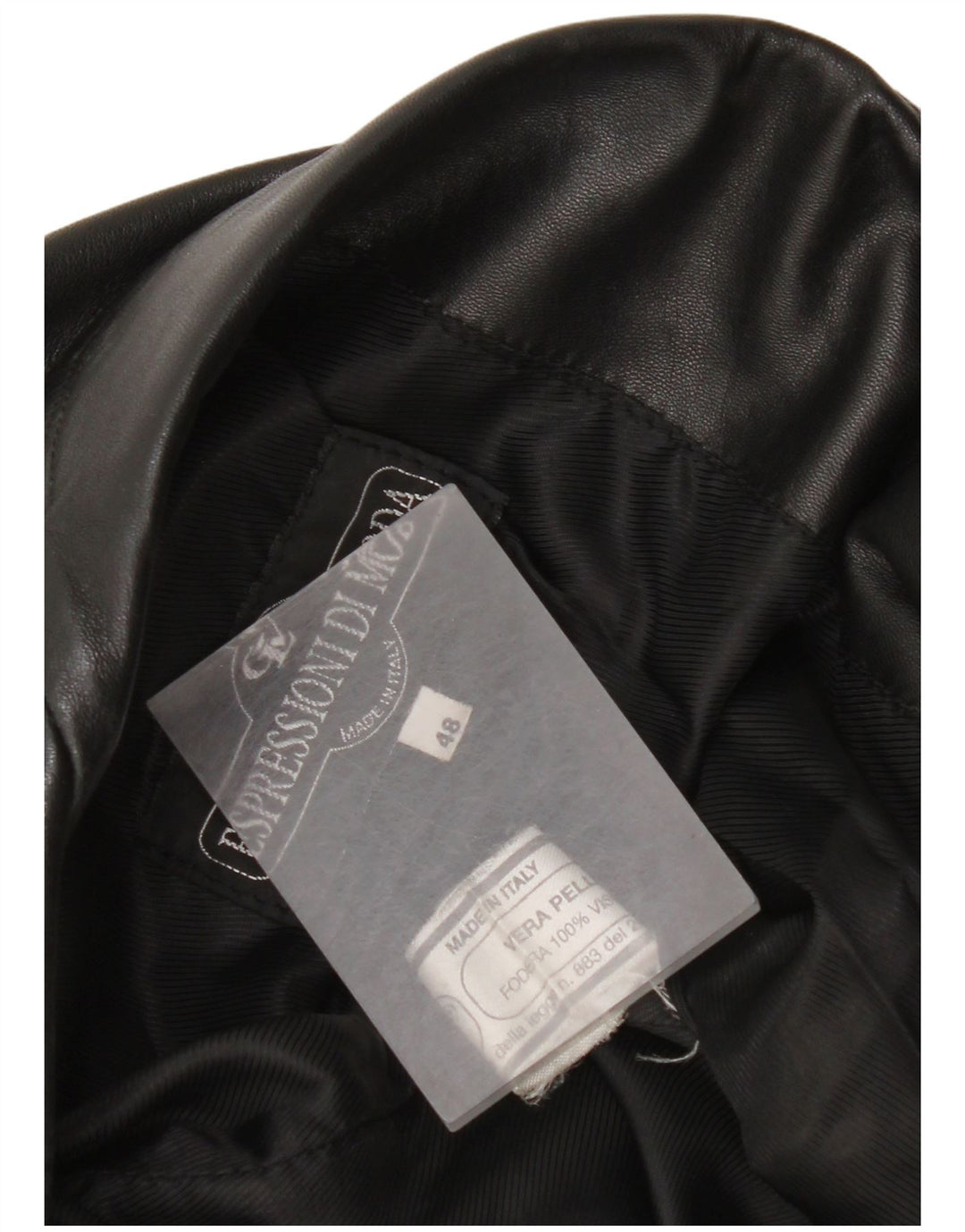 Vintage dame 3-knaps læder blazerjakke IT 48 XL sort læder