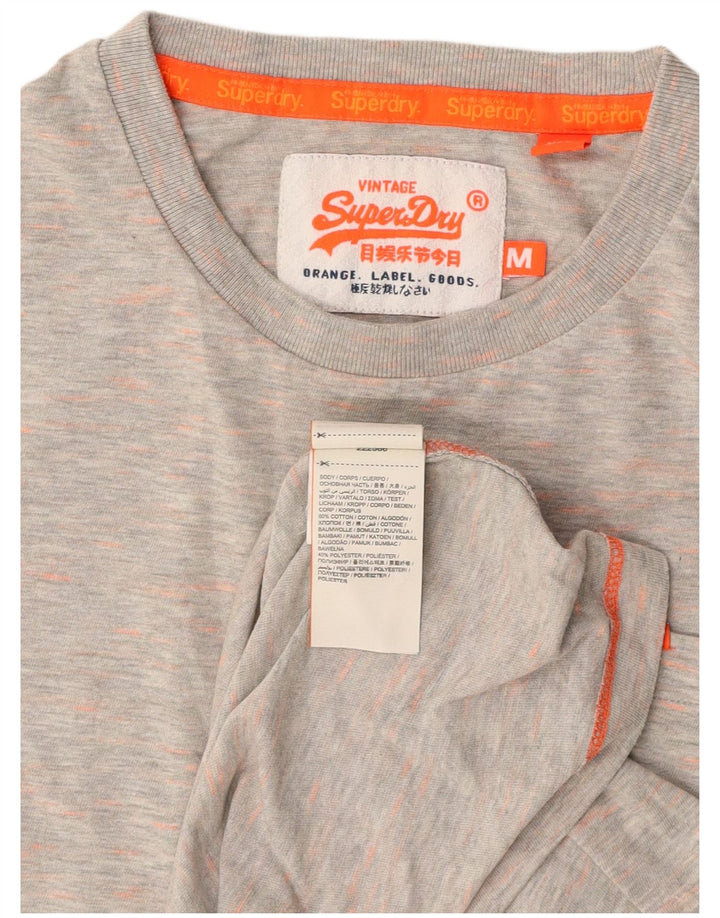 SUPERDRY herre T-shirt top mellemgrå flækket bomuld