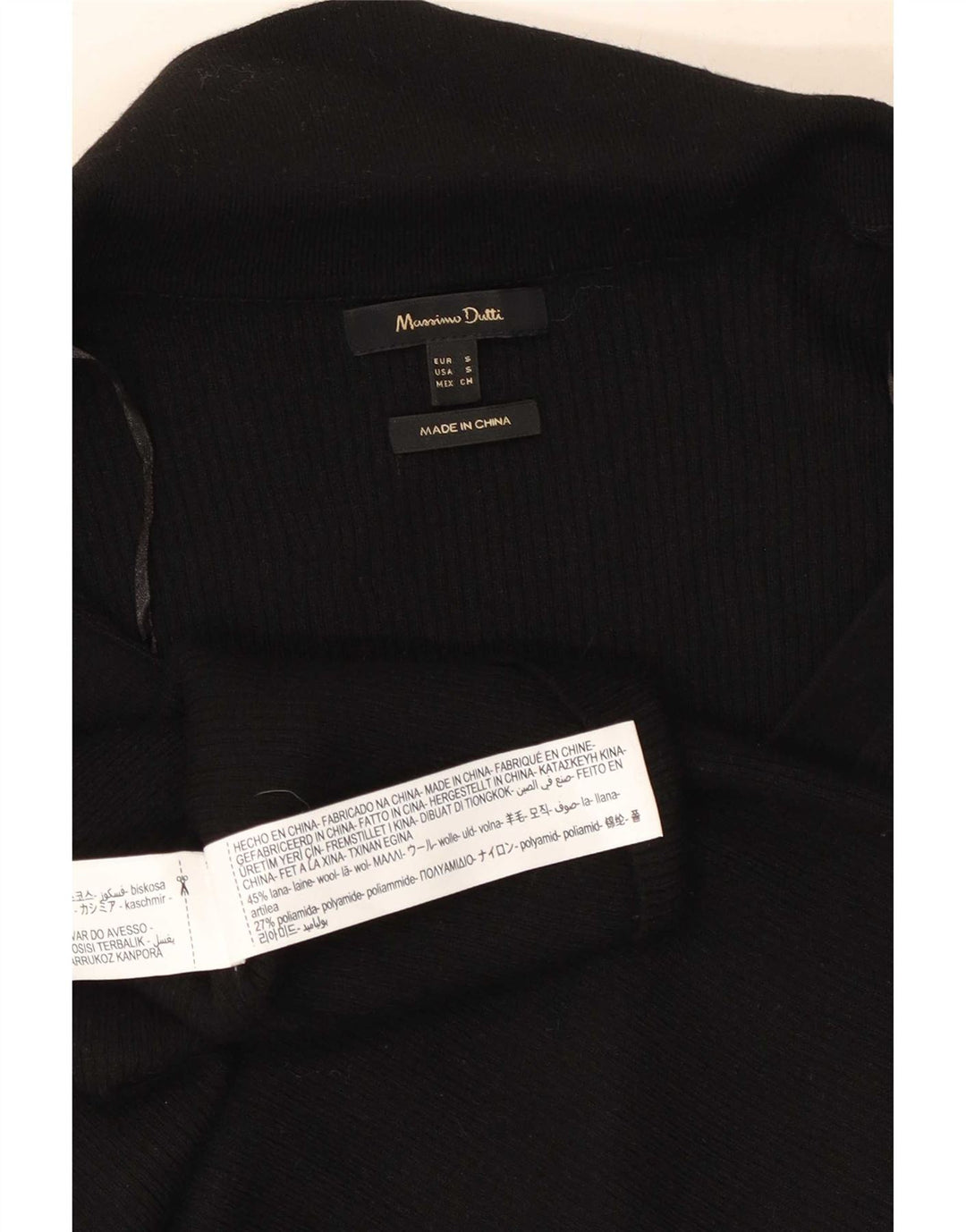 Massimo Dutti Dame Cardigan Sweater UK 10 Small Black Wool