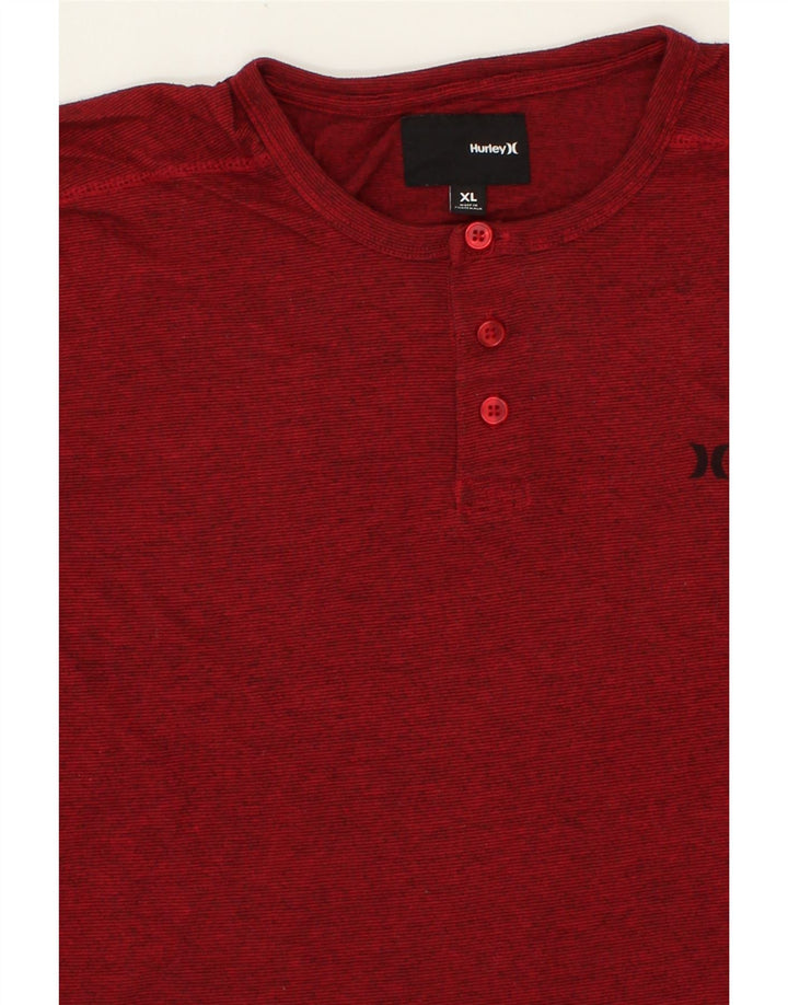 HURLEY Mens T-Shirt Top XL Maroon Pinstripe Polyester Vintage Hurley and Second-Hand Hurley from Messina Hembry 