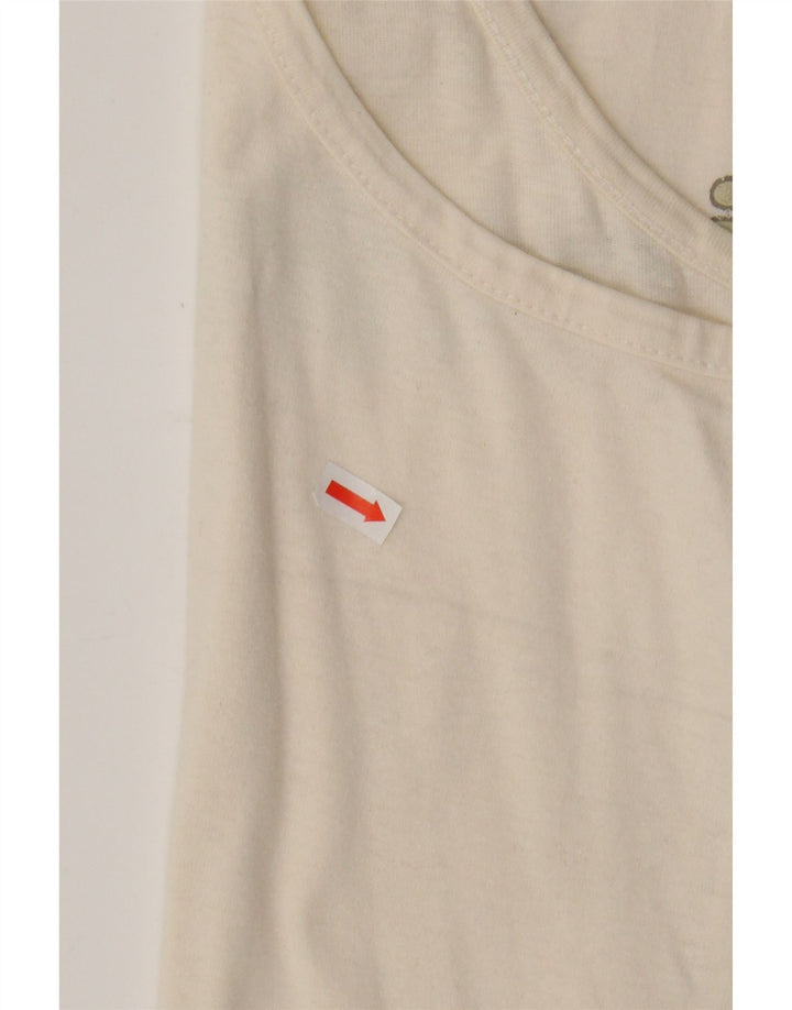 CHAMPION Womens Graphic Vest Top UK 14 Medium Off White