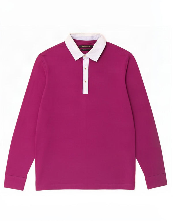 Massimo Dutti Langærmet Rugby Polo Shirt til mænd Lille rødbrun farveblok
