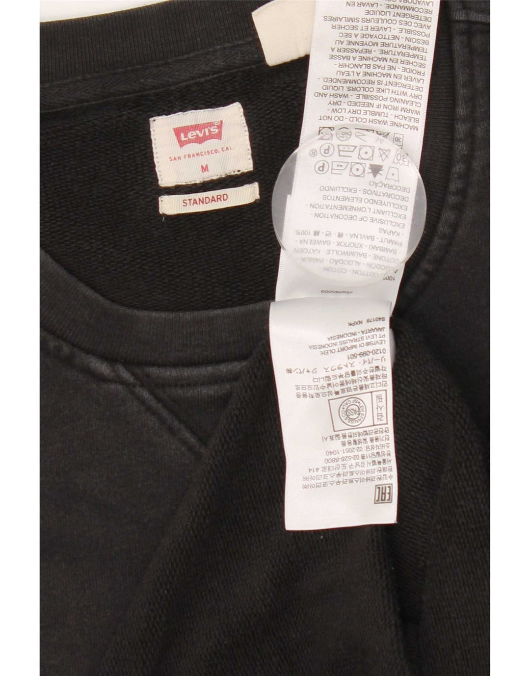 Levi's Herre Standard Fit Sweatshirt Jumper Medium Sort Bomuld