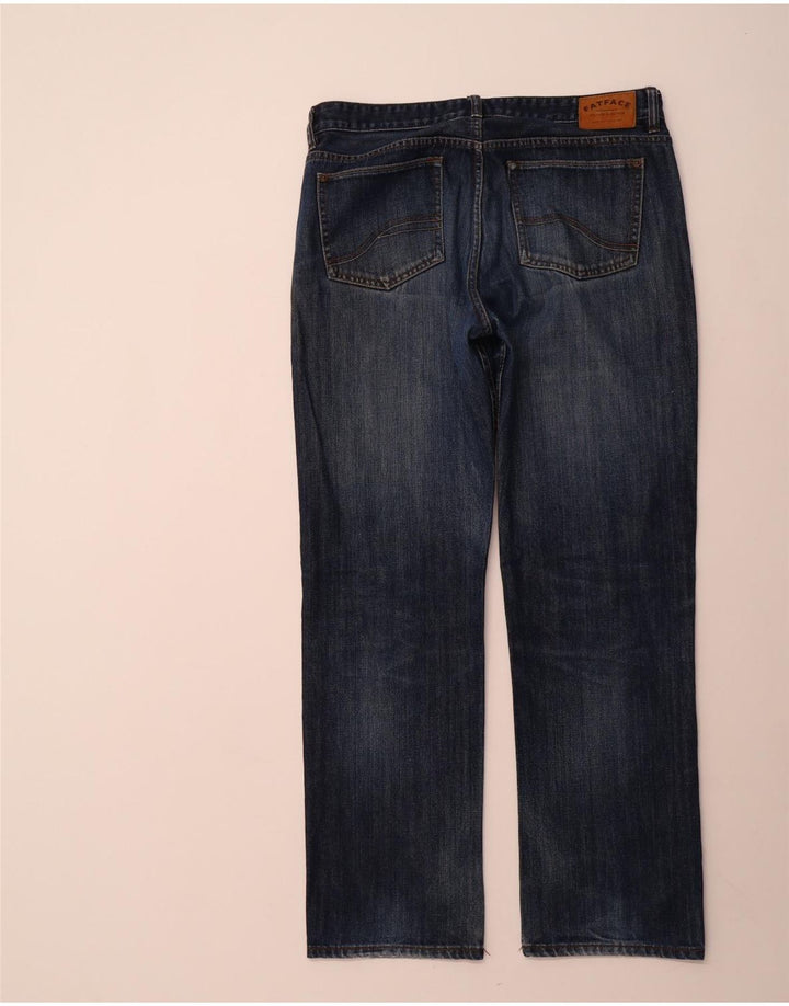 FAT FACE Herre Acid Wash Regular Fit Straight Jeans W36 L31 Blå Bomuld