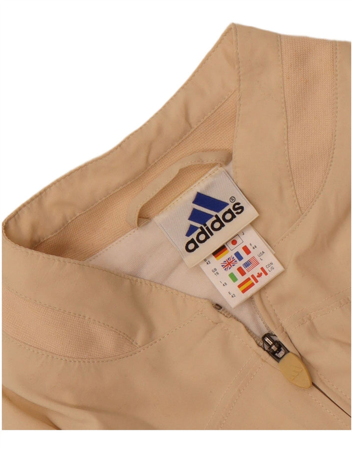 Adidas Womens Oversized Bomber Jacket UK 16 Large Beige Polyester
