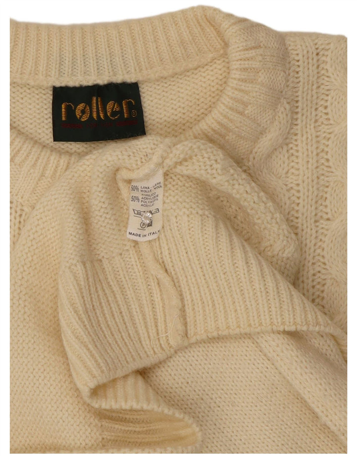 Vintage herre rund hals sweater stor off white Argyle/diamant uld