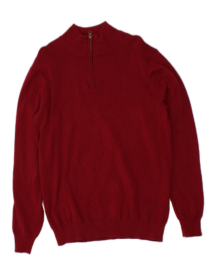 DOCKERS Mens Zip Neck Jumper Sweater XL Red Cotton Vintage Dockers and Second-Hand Dockers from Messina Hembry 