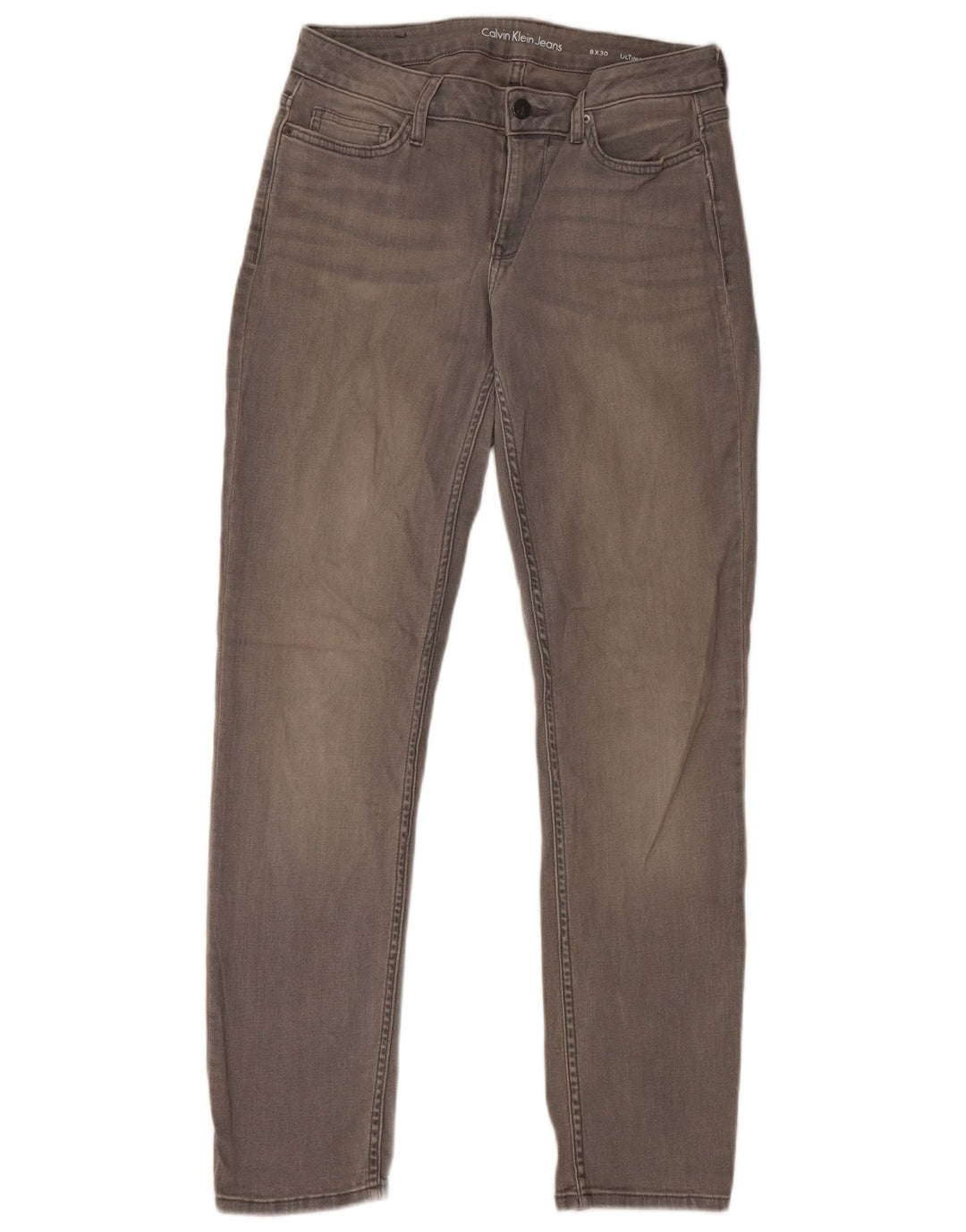 CALVIN KLEIN Dame Skinny Jeans US 8 Medium W30 L30 Grå Bomuld