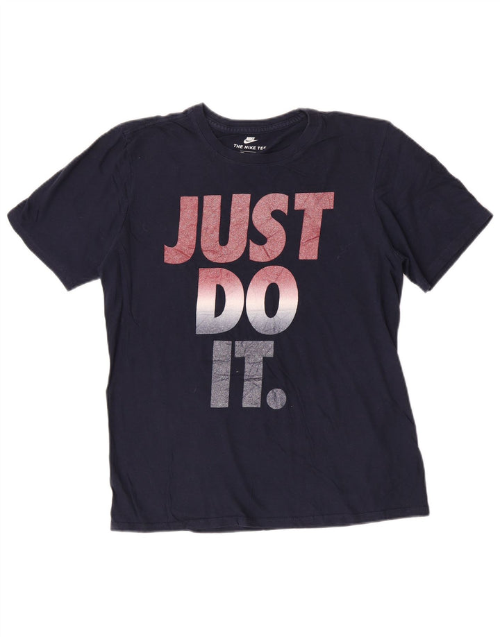 Nike Herre Athletic Cut Grafisk T-Shirt Top Medium Navy Blue