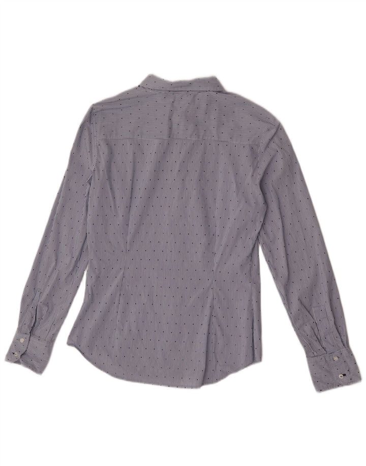 Zara Dameskjorte UK 12 Medium Blue Pinstripe