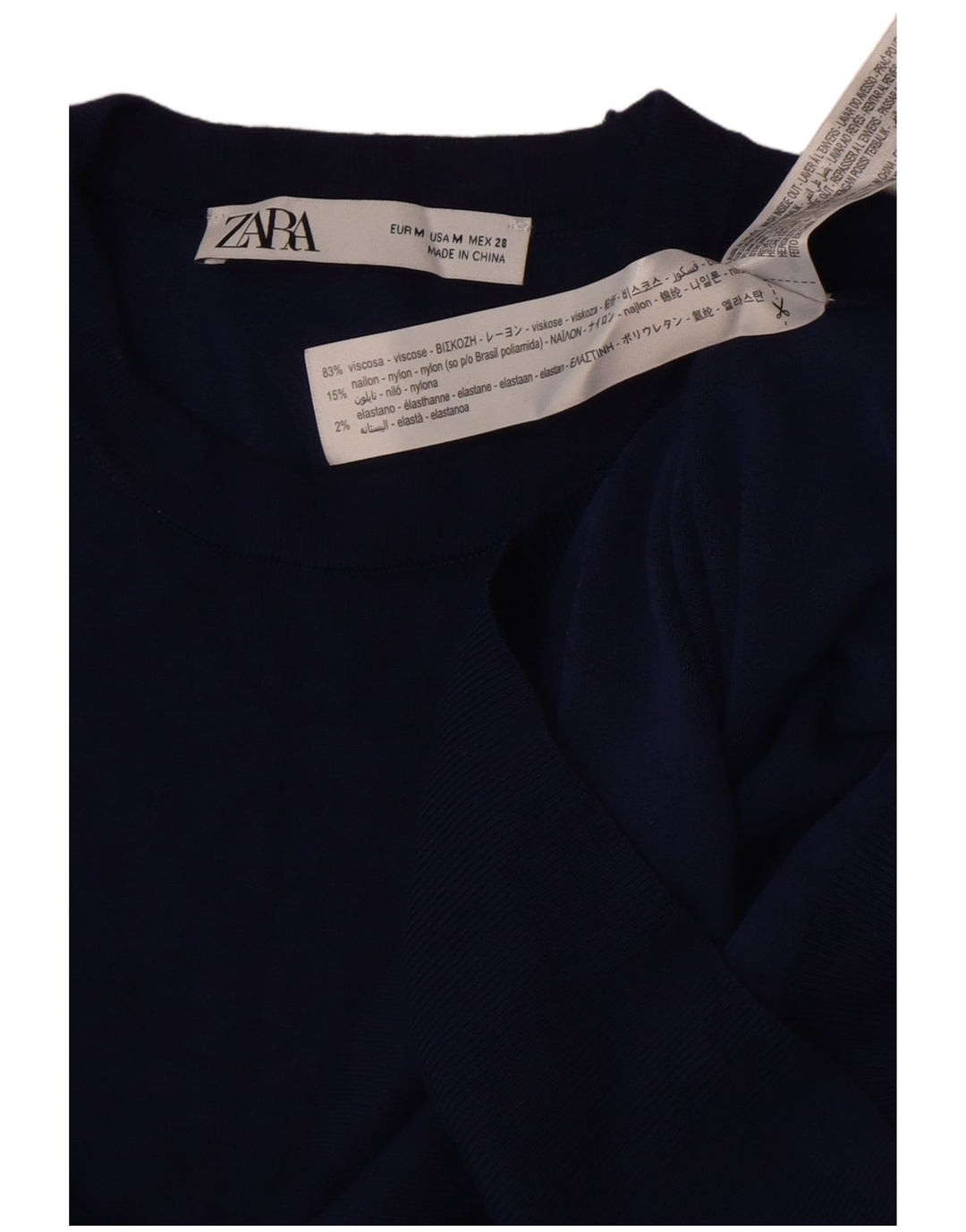 Zara Dame Vest Tank Top UK 12 Medium Navy Blue Viscose