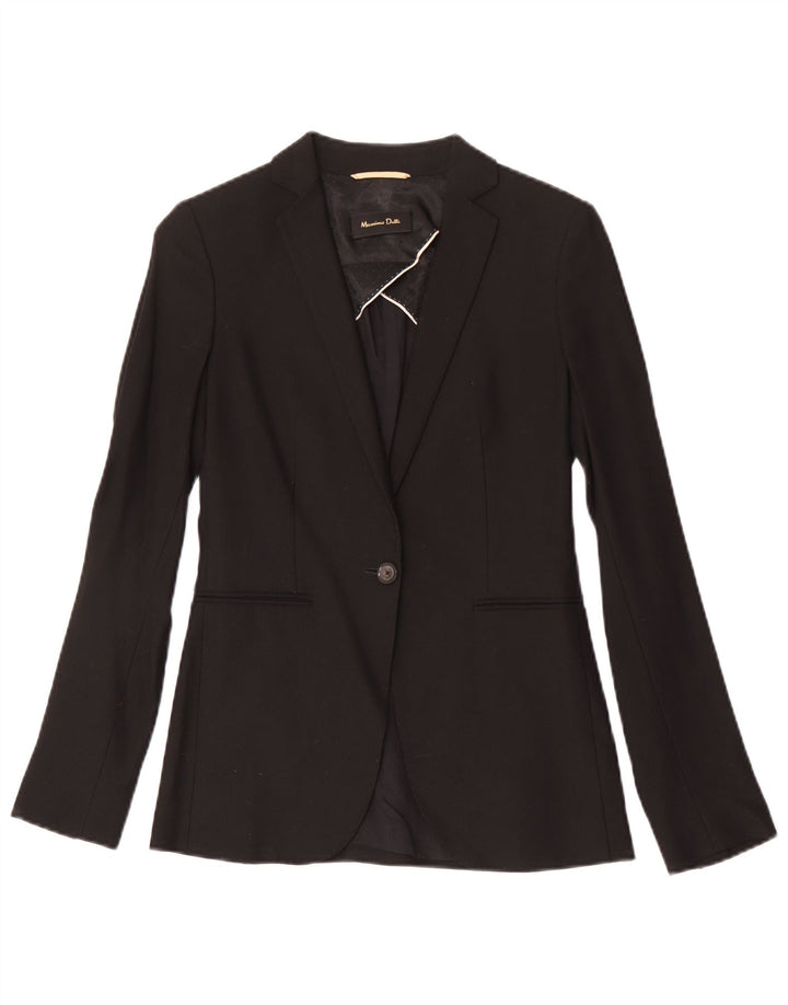 MASSIMO DUTTI Dame 1-knaps blazerjakke EU 34 XS Sort Uld
