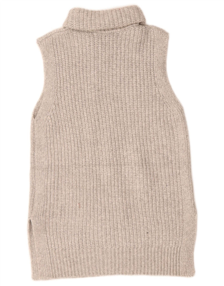 Marks & Spencer Dame Roll Neck Vest Tank Top UK 10 Small Grey Polyester