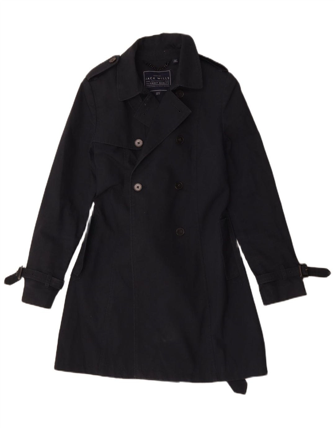 Jack Wills Dame Trench Coat UK 12 Mellem marineblå bomuld