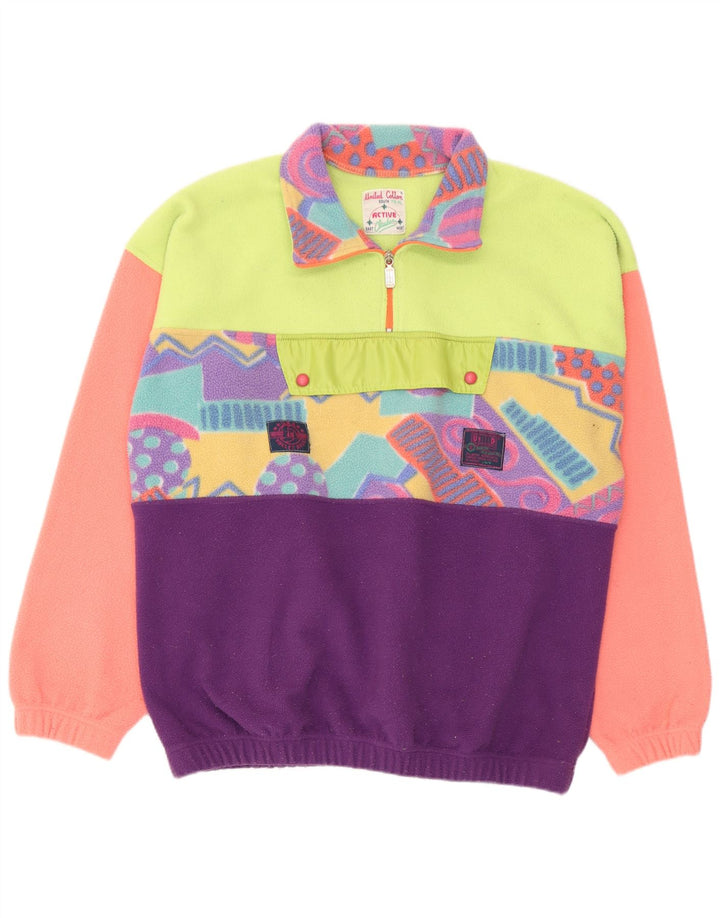 Benetton herre lynlås hals fleece jumper XL flerfarvet geometrisk polyester