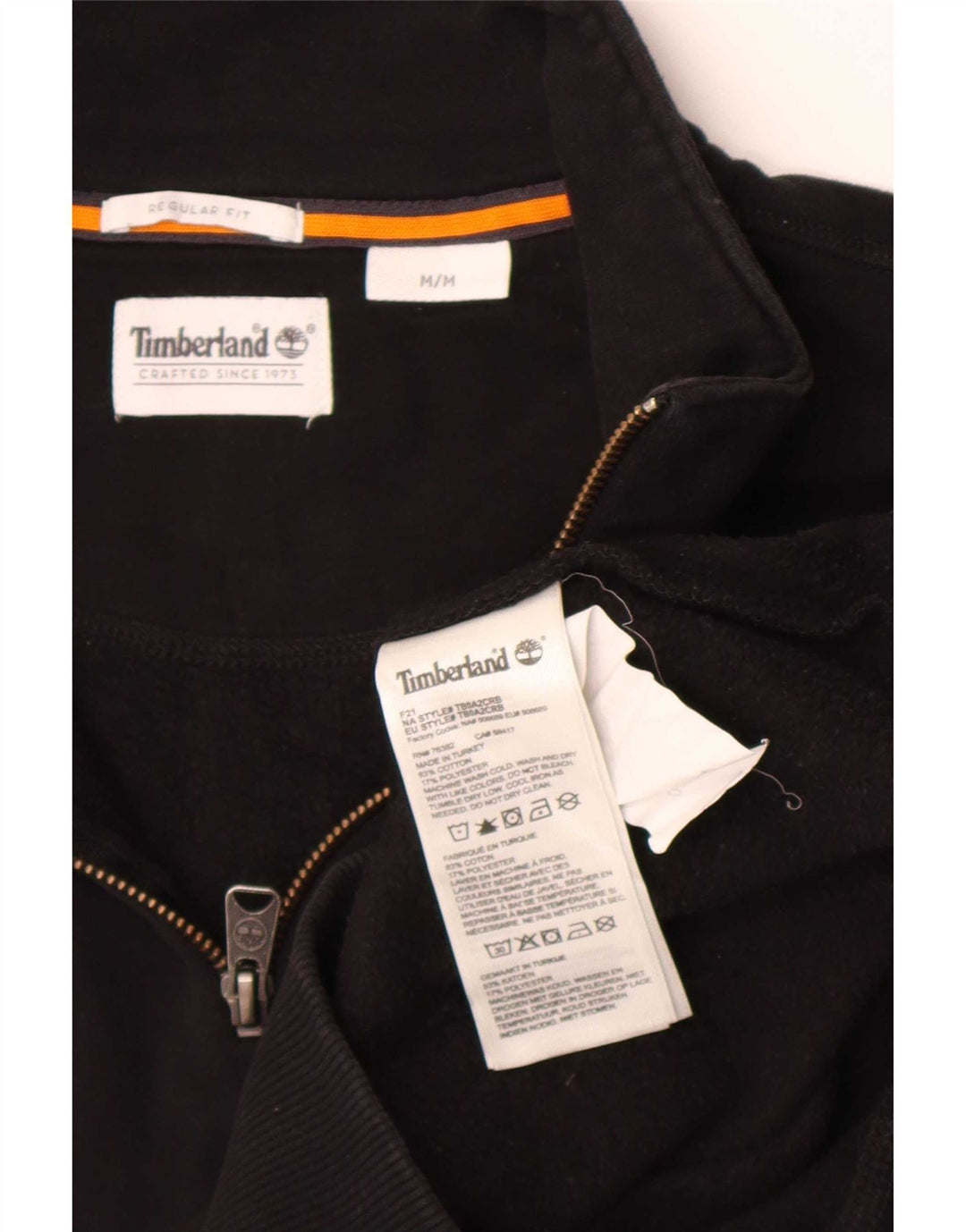 Timberland Herre Regular Fit Grafisk Zip Neck Sweatshirt Jumper Medium Sort