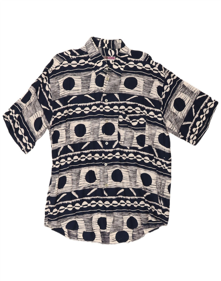 Big Match Kortærmet Herreskjorte XL Navy Blue Geometric
