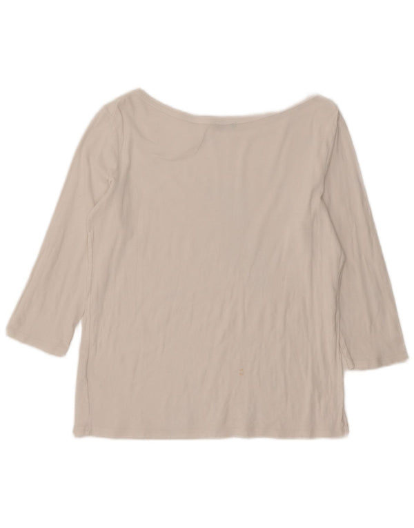 Benetton Dame Top 3/4 ærmer UK 14 Stor hvid bomuld