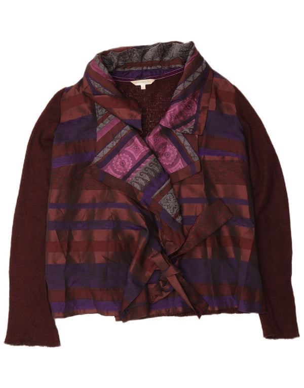 Jacqueline Riu Dame Front Tie Cardigan Sweater UK 18 XL Brun Stribet