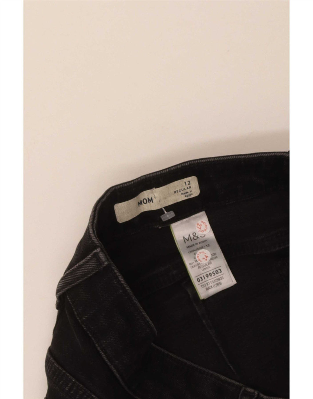 Marks & Spencer Dame Mom Tapered Jeans UK 12 Medium W30 L27 Black