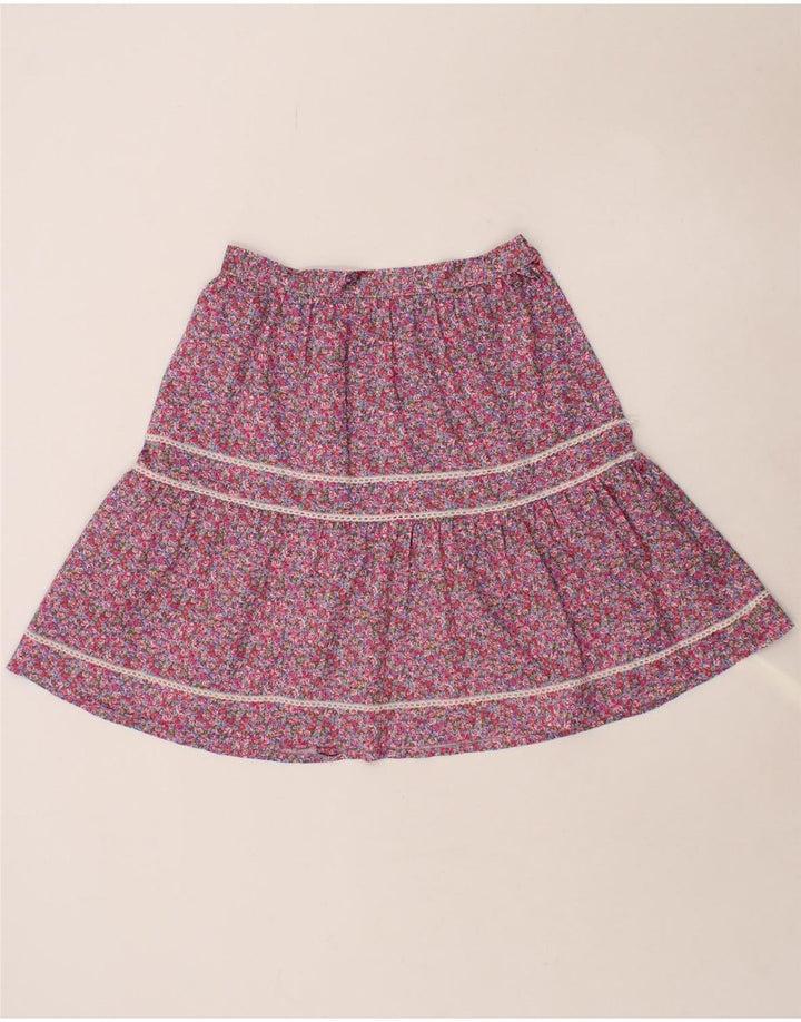 VINTAGE Womens A-Line Skirt W28 Medium Pink Floral Vintage Vintage and Second-Hand Vintage from Messina Hembry 