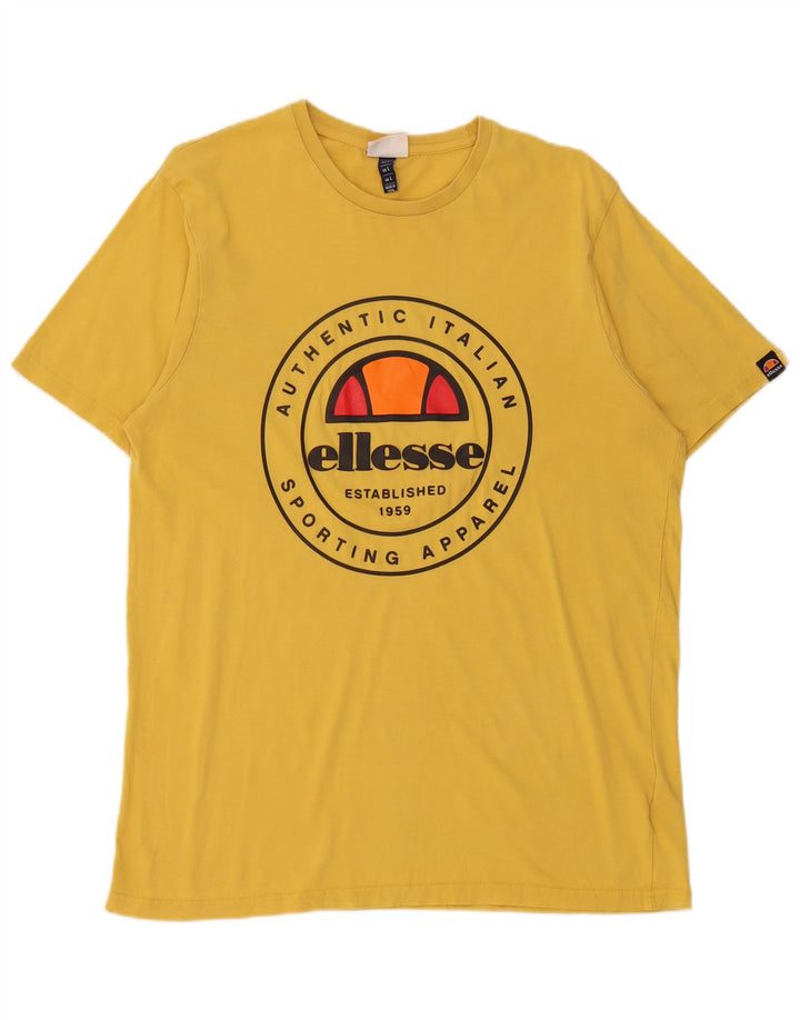 Ellesse Herre Grafisk T-Shirt Top Stor Gul Bomuld