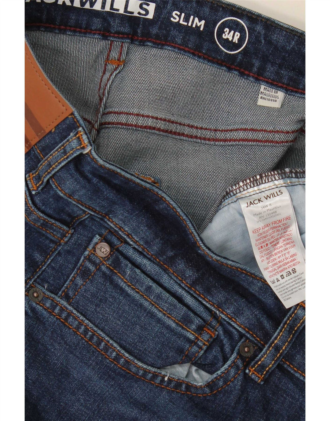 Jack Wills Herre Slim Jeans W34 L31 Marineblå Bomuld