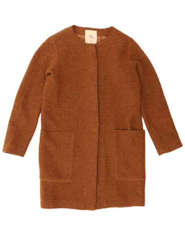 ZARA Dame Overfrakke UK 10 Lille Brun