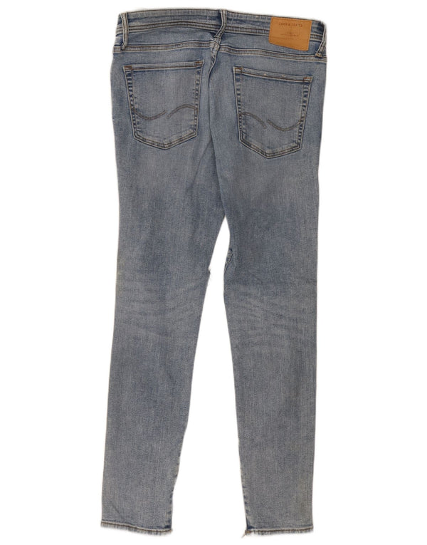 Jack & Jones Mens Liam Distressed Skinny Jeans W32 L32 Blue Cotton