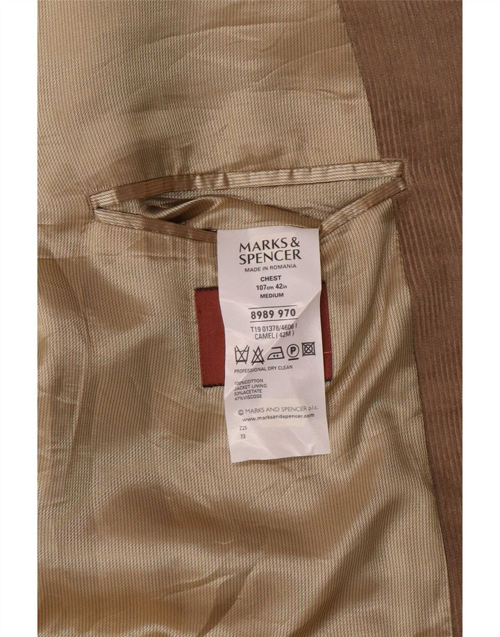 Marks & Spencer Herre 3-knaps Corduroy Blazer Jacket UK 42 Large Beige